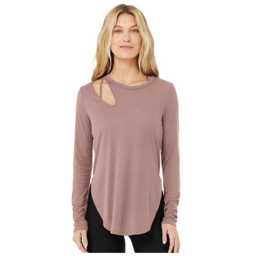 Alo Yoga Ribbed Peak Long Sleeve Top L